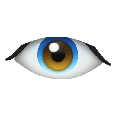 one eye with a blue pupil and three blue eyelashes on the left sticker