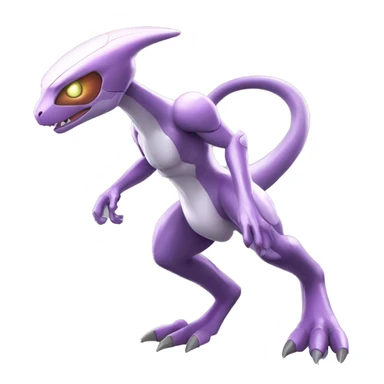 Futuristic Shiny Mewtwo-Velociraptor-Genesect-Fakémon-Pokémon with a visor helmet Full Body sticker