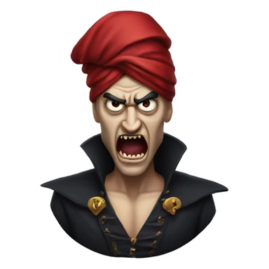 Angry vampire with turban and fangs sticker