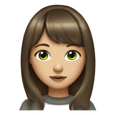  girl with brown hair with bangs with green eyes and eyeliner  sticker