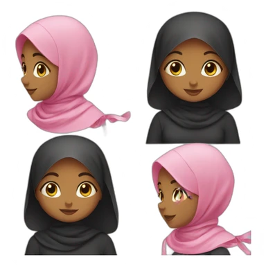 Cute black hijabi with pink ribbon sticker