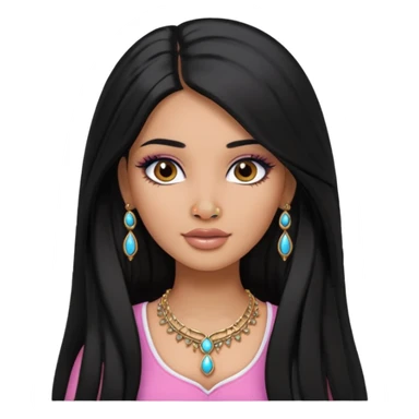 Indian Barbie with black long hair and a nose piercing  sticker