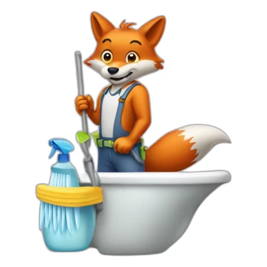a fox from a cleaning company who cleans the bathroom sticker
