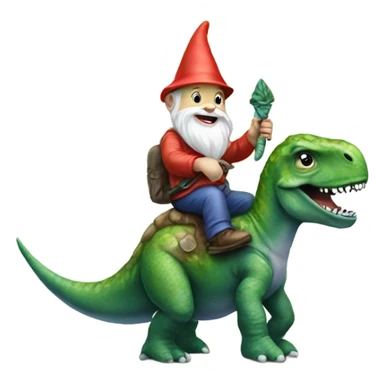 Garden gnome riding a dinosaur sticker