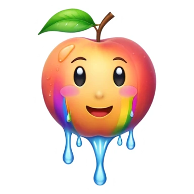 Wet rainbow dripping peach sticker