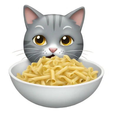 gray Cat eating pasta sticker