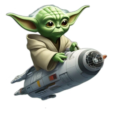 master yoda on rocket flying trough space sticker
