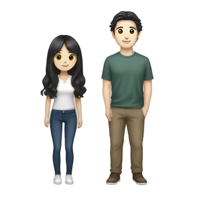 couple that is south korean girl black long hair and brown haired white guy sticker