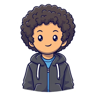 Teen boy with curly hair, casual clothes, friendly expression sticker
