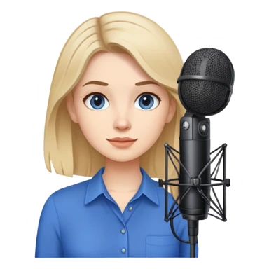 a girl with blue blouse and her job is a podcaster  sticker
