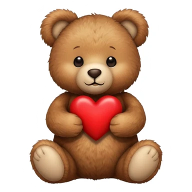 teddy bear holding a heart sticker