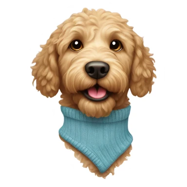 Golden labradoodle holding a sock sticker