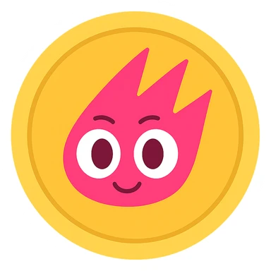 Create an emoji style gold token with a simple rim, featuring only the mascot head from the provided image. The design should have minimal details, no shadows, and be centered on a transparent background. The mascot head should be as in the reference image, styled to look like an emoji gold token with a simple rim. sticker