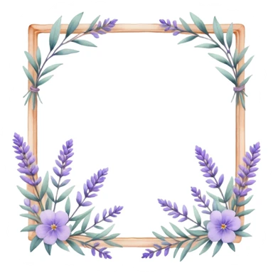 The art style is clean line art with delicate watercolor textures, pastel colors, and a dominant palette of lavender, soft lilac, and muted purple.  Delicate frame to border text sticker
