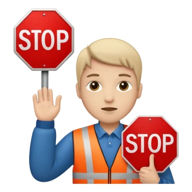 Person with the STOP sign sticker