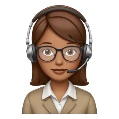 Frau, braune Haare, Brille, mit Headset für Kundenberatung sticker