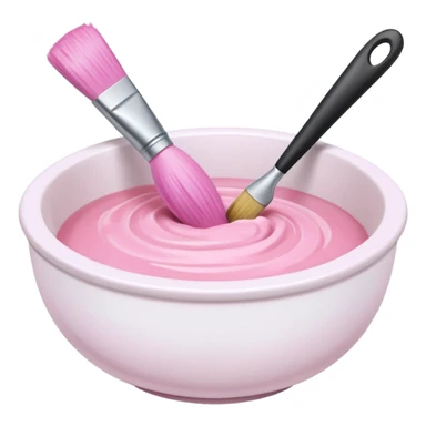 bowl of pastel pink hair dye with a brush beside it sticker