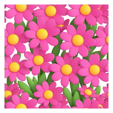 pink flowers with yellow centers, cute and playful design, another angle variation sticker