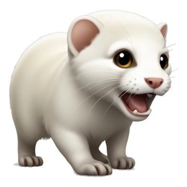 Ios 9.1 emoji style, white pouncing ferret sticker