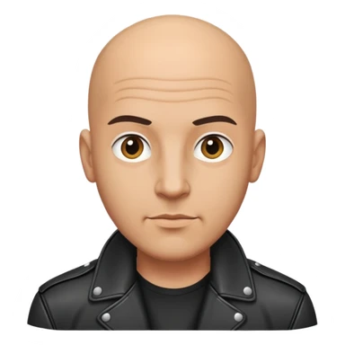 bald man wearing black leather jacket sticker
