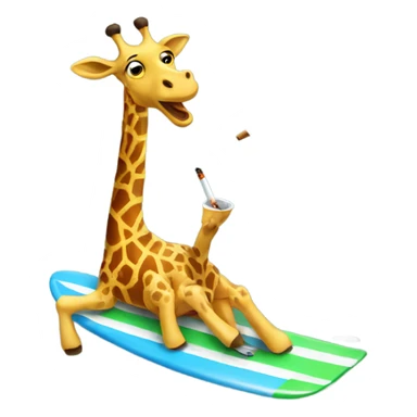 Giraffe surfing while smoking cigarette  sticker