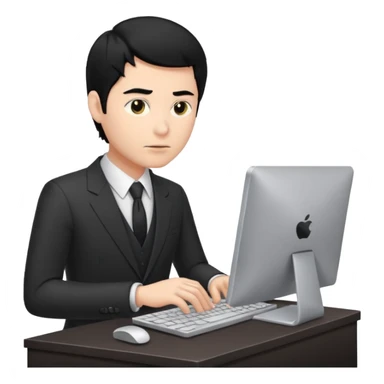 man with black hair and suit using a pc sticker