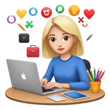 graphic designer woman at work on her laptop with colours sticker