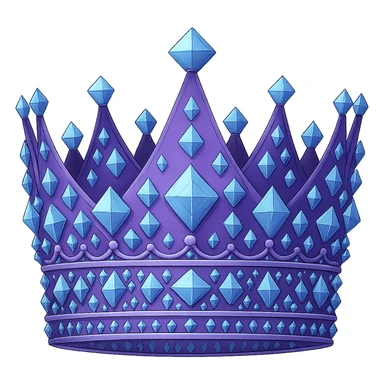 Add more diamond decorations to the purple crown while keeping the color #7986cb. The style should resemble apple emojis. The background should be removed, isolating the subject. sticker