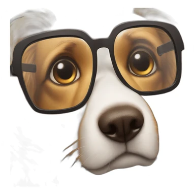 Dog peering over top of reading glasses sticker