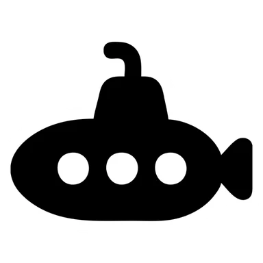 submarine, solid icon style, bold silhouette, no color, strong visual impact sticker