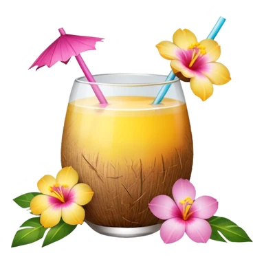 Coconut drink with flowers sticker