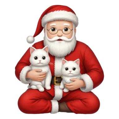papanoel con gato blanco sticker