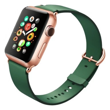 rose gold apple watch with forest green band on an angle sticker