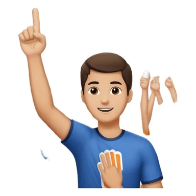 person cheering at a sports game, holding a foam finger or waving, stadium background sticker