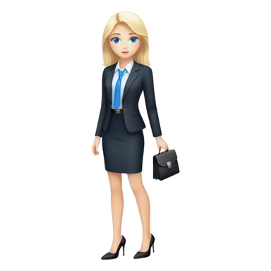 A blond girl blue eyes, Business Outfit, wearing black high heels, Whole body  sticker