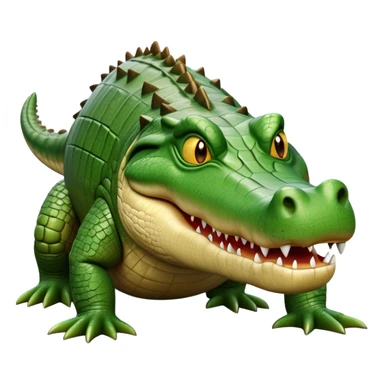 cinematic-crocodile-realistic-full-body-on all fours-emoji,-massive-scaled-body-partially-submerged-in-shallow-water,-head-tilted-dramatically,-rough-green-and-brown-hide-textured-with-deep-ridges,-simplified-yet-realistic-focused-features, head held high sticker