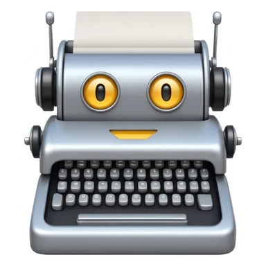 robot typewriter emoji with more expressive face sticker