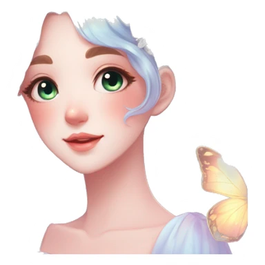 Gorgeous Shiny Pastel Anime-Style Lady Butterflies flower petals leaves cottagecore fairycore pastelcore kawaii aesthetic trending style sticker