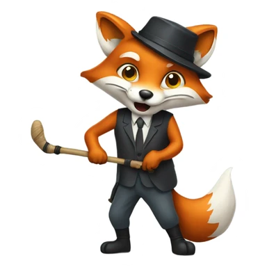 fox with a cane in hand sticker