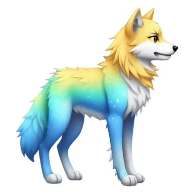 Colorful emo-Sparkle-wolf-fursona full body sticker