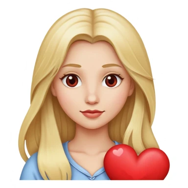 Women long blonde hear with heart sticker
