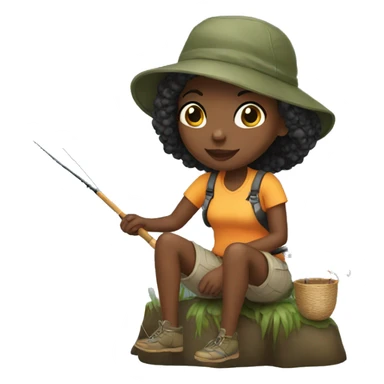 Black girl fishing sticker