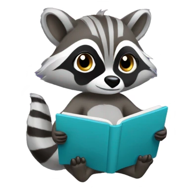 Female Racoon Reading on an e-Reader sticker