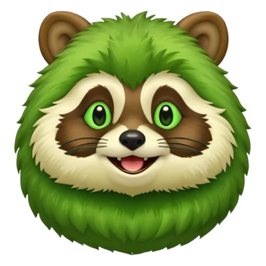 Green tanuki, all green body, only green tone colors sticker