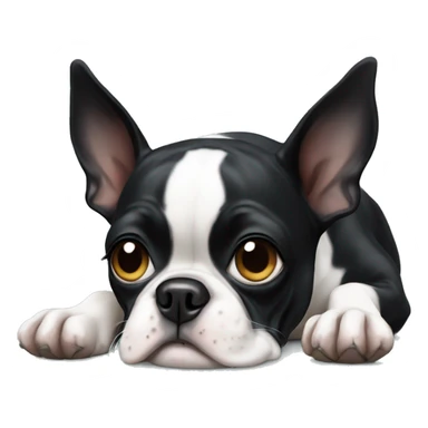 Boston terrier laying sticker