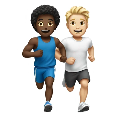 two white friends running together sticker