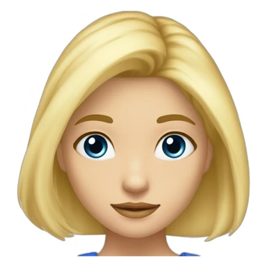 Fille blonde cheveux mi long lisse yeux bleus sticker