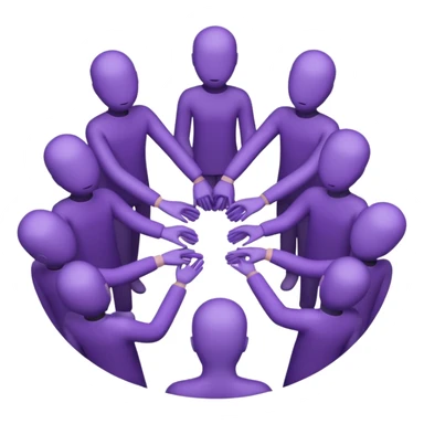 purple group without eyes and nose   holding handsin circle sticker