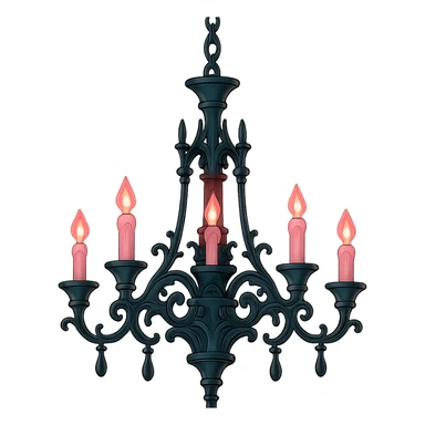 gothic chandelier, black and pink colors sticker