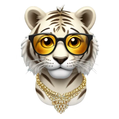 tigre con gafas de sol con cabello y con joyas sticker
